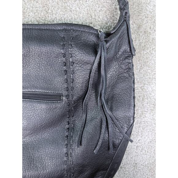 Chi by Carlos Falchi BLACK GENUINE LEATHER AND SHOULDER BAG HOBO PURSE - Picture 4 of 10